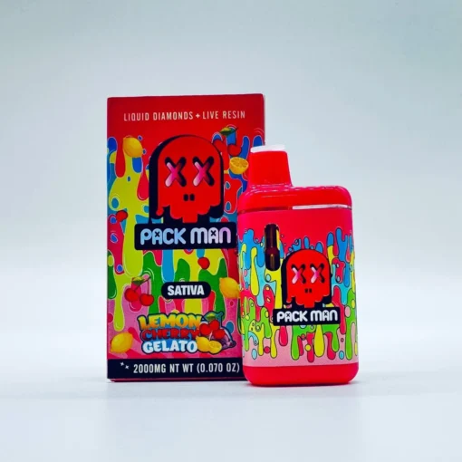 Packman Lemon Cherry Gelato flavor Gen 3 2g Disposable Vape 